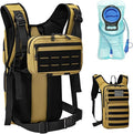 Koculemi Tactical Hydration Backpack with 2L Water Bladder and Front Small Tactical Pouch, Outdoor Water Backpack for Men Women, Sports Hydration Pack for Hiking, Cycling, Climbing