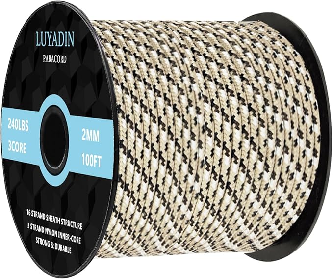 Paracord 240lb - Diameter 2mm Micro Utility Cord -3 Strand Parachute Spool Cord - 100ft 200ft,Paracord for Camping,Hiking,Fishing,Outdoor and DIY