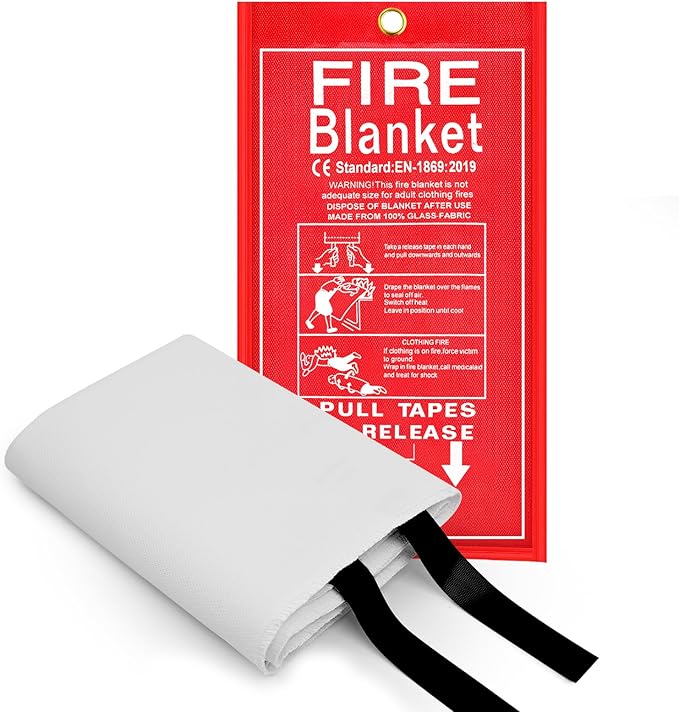 FJNATINH Fire Blankets Emergency for Home - 1 Pack 40' x 40' Fiberglass Blanket for Kitchen and Home (1)