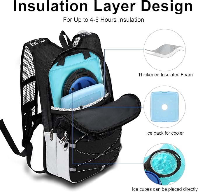 MIYCOO Hydration Backpack - Lightweight Water Backpack with 2L Water Bladder Bag, Running Hydration Vest Backpack for Men Women, Hydration Pack for Hiking, Cycling, Climbing