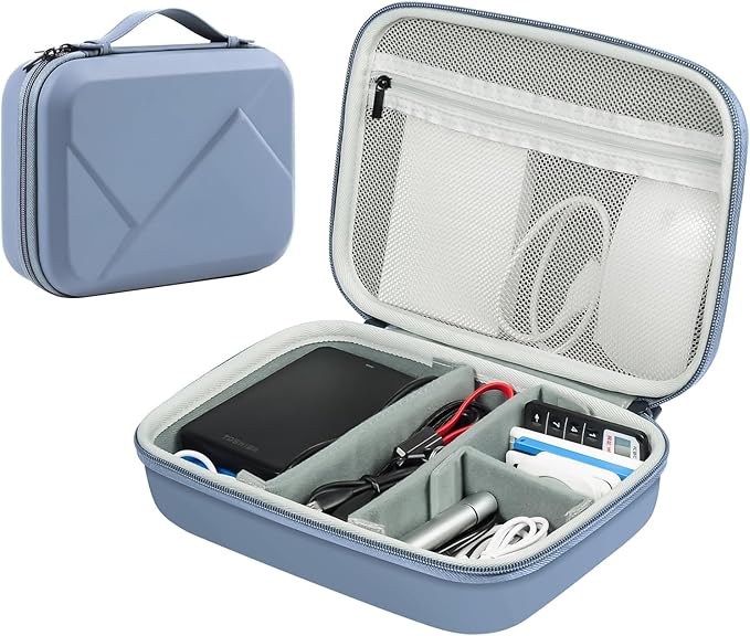 EVA Electronic Accessories Storage Case Large Shockproof Waterproof Storage Bag for Electronics Organizer Portable Cable Storage Bag for Travel or Work(Blue, Single Layer)