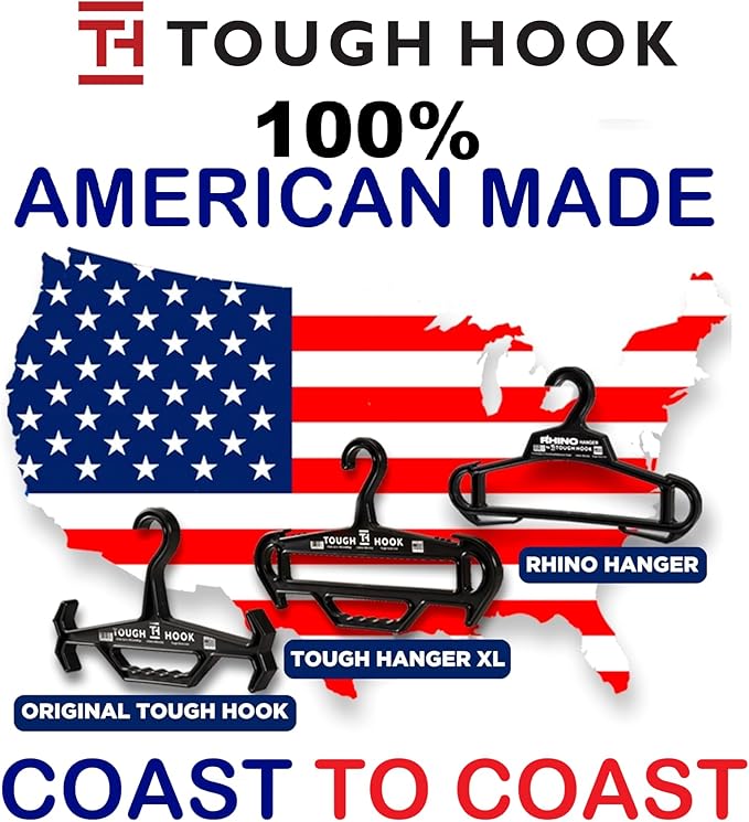 Tough Hook Original Heavy Duty Hangers – The Superhero of Hangers USA-Made, Anti-Slip ABS Resin Tactical Hanger for Police Gear, Scuba Gear & Dive BCD – DuraResin 200-lb Cap Wetsuit Hanger, 1 Blue