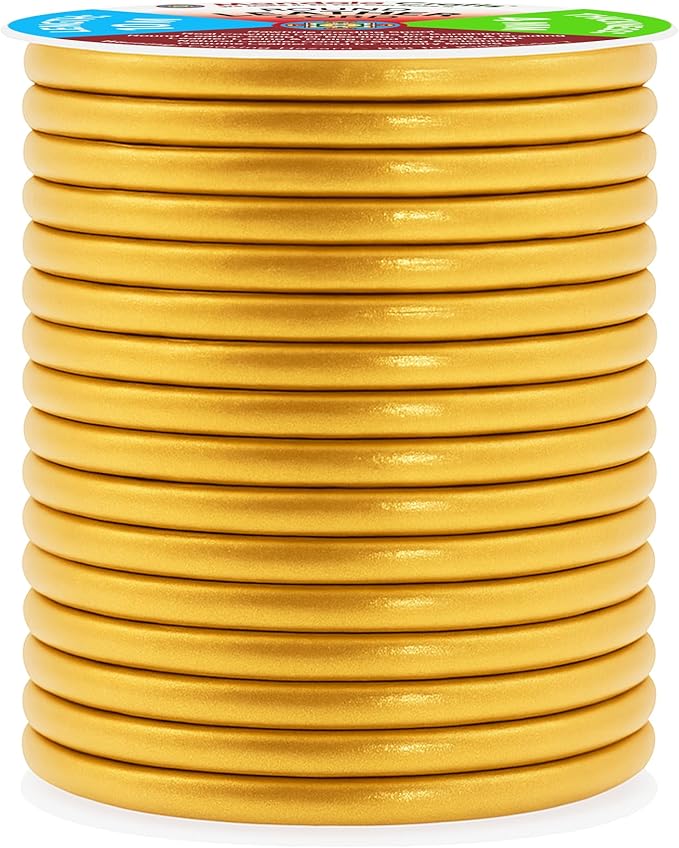 Mandala Crafts Round Genuine Gold Leather Cord for Jewelry Making – 4mm Cowhide Leather Rope String Lace for Kumihimo – 11 Yards Cowhide Craft Cording Spool