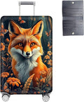 Luggage Cover Protector for 22-24 Inch Suitcases, TSA Approved Elastic Travel Suitcase Covers, Anti-Scratch Washable Luggage Sleeve for Carry On & Checked Bags, Fox Flowers