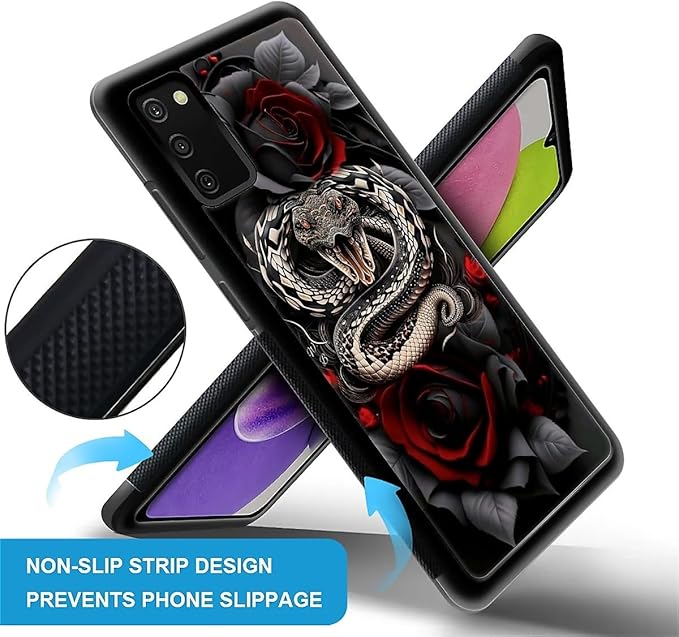 for Samsung Galaxy S20 FE Case, Entwined Rose Snake Pattern Graphic Design Girl Boy Soft Silicone Hard Acrylic Shock Protection for Samsung Galaxy S20 FE