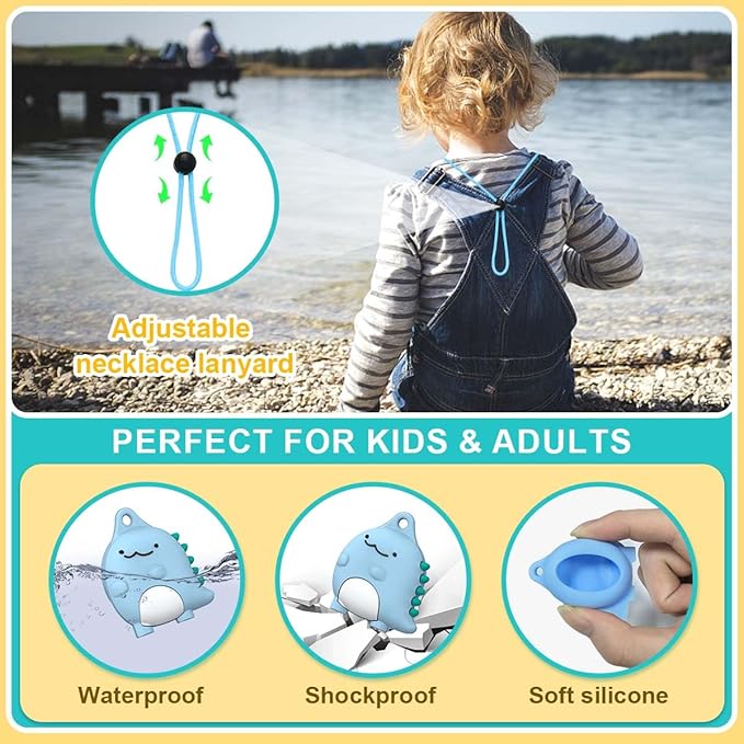 4-Pack Cute Case for AirTag 2/1 Necklace Design, Waterproof Air Tag Necklace Soft Silicone Protective Air Tags Holder with Key Ring