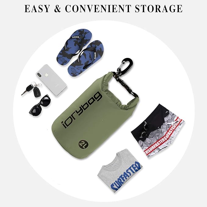 IDRYBAG Dry Bag for Kayaking Waterproof 2L/5L/10L/15L/20L, Small Dry Sack Waterproof Bag for Boating
