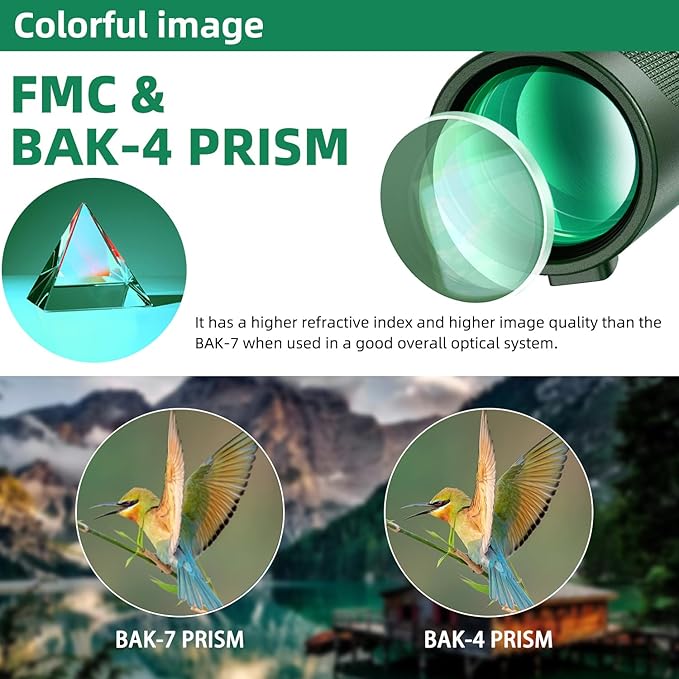 40X60 HD Monocular for Adults, Grade Compact Monocular Telescope with BAK-4 Prism & FMC Lens & Smartphone Holder & Tripod, Stargazing Hunting Bird Watching, Camping Hiking Travel Accessories