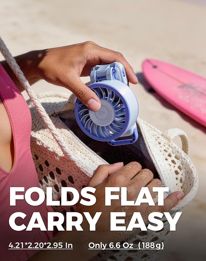 Diveblues Portable Turbo Fan, 100 Speed Handheld Fan with Strong Airflow, Foldable 4 in 1 Personal Fan for Neck, Desk & Travel, USB-C Rechargeable, Lightweight for Summer, Concerts & Outdoor Use