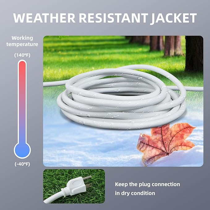 EP 75 Ft Outdoor Extension Cord - 16/3 SJTW White Electrical Cable with 3 Prong Grounded Plug