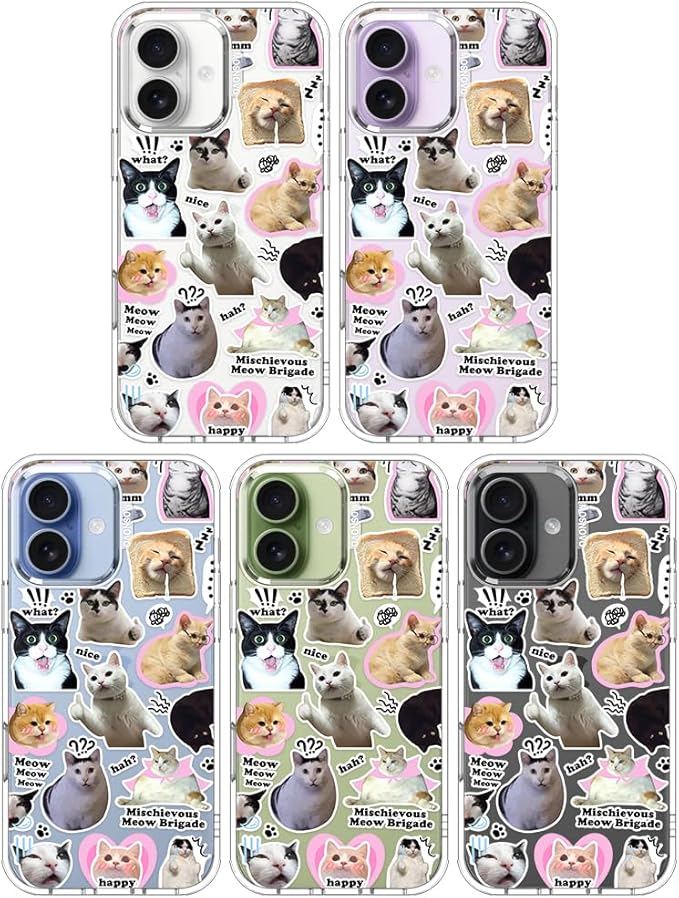 MOSNOVO for iPhone 17 Case | Military Grade 6.6ft Drop Tested | Camera Control | Clear with The Cat Brigade Design