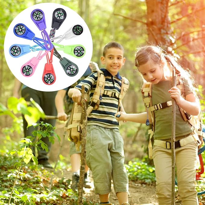Mini Compass for Kids Compass Keychain，Button Compass Bulk kit，Paracord Hiking Survival Small Compasses，Kids Scout Compass.