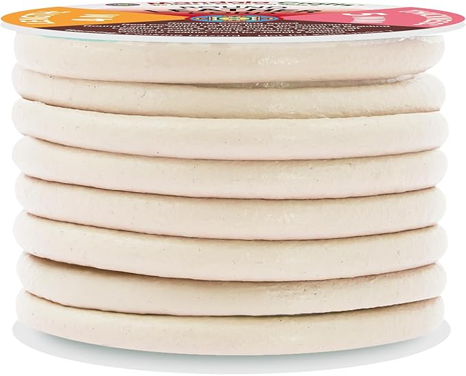 Mandala Crafts Round Genuine Cream Leather Cord for Jewelry Making – 5mm Cowhide Leather Rope String Lace for Kumihimo – 4.4 Yards Cowhide Craft Cording Spool