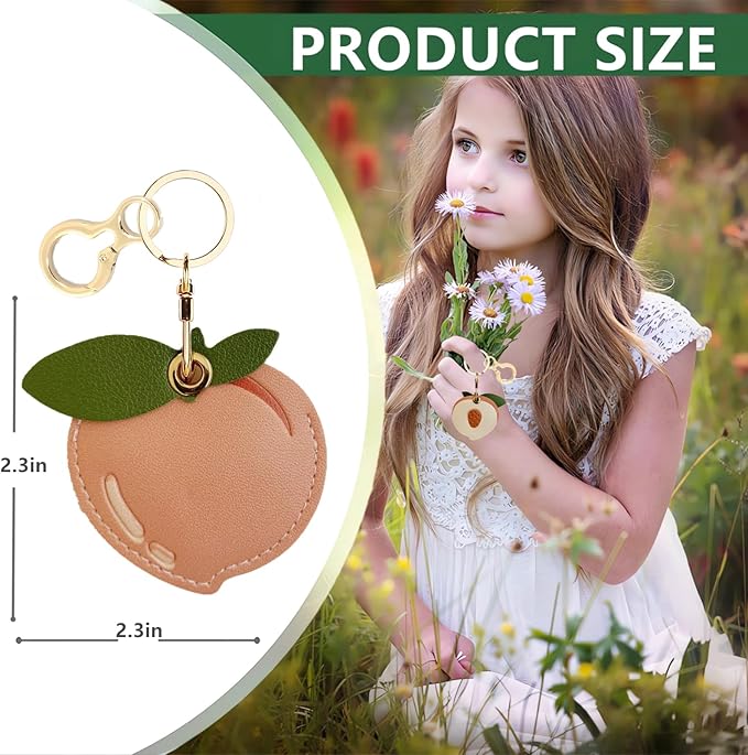 Leather Keychain Holder Case Compatible with AirTag,Cute air tag Cover with Keychain Ring,GPS Tracker Case for Keys