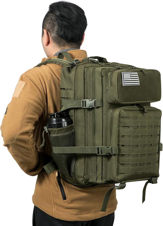 QT&QY 25L/45L Military Tactical Backpack For Men Molle Daypack 3 Day Bug Out Bag Hiking Rucksack With Bottle Holder