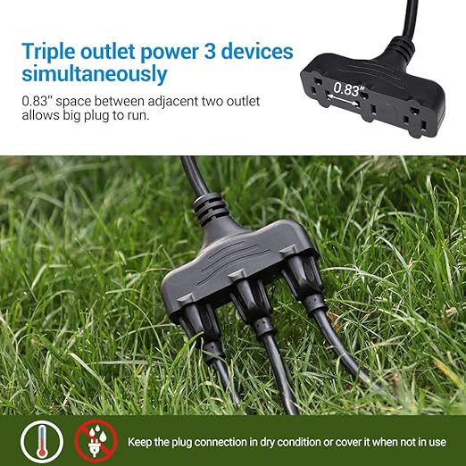 DEWENWILS Light Timer Outdoor Weatherproof with 2 FT Extension Cord, Photocell Timer Switch with 3 Grounded Outlets for Landscape Light, String Lights, UL Listed