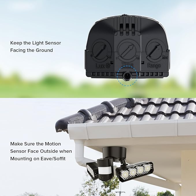 SANSI 7000LM Brightness Motion Sensor Outdoor Lights, 54W 5000K IP65 Waterproof LED Flood Light Outdoor, 700W Equiv Dusk to Dawn Security Lights 72FT Adjustable 2 Head 8 Lights, Yard Garage, Hardwired
