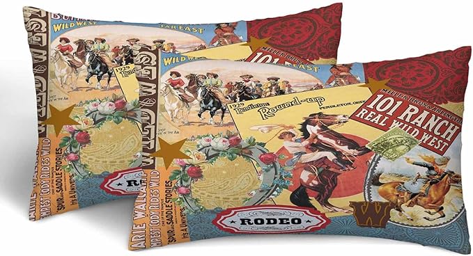 Cowgirls Wild West Pillow Covers 12 X 20 Far East Rodeo Round Up Win Ride Horse Race Wreath Cool Set of 2 Pillow Cases Outdoor Throw Cushion Pillowcases Decor Home Bed Sofa Couch Hotel