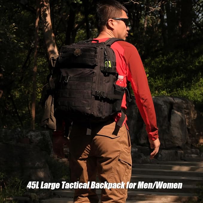 45L Tactical Backpack for Men Women, Military Assault Pack with MOLLE, Large 3 Day Bug Out Bag for Hiking Camping