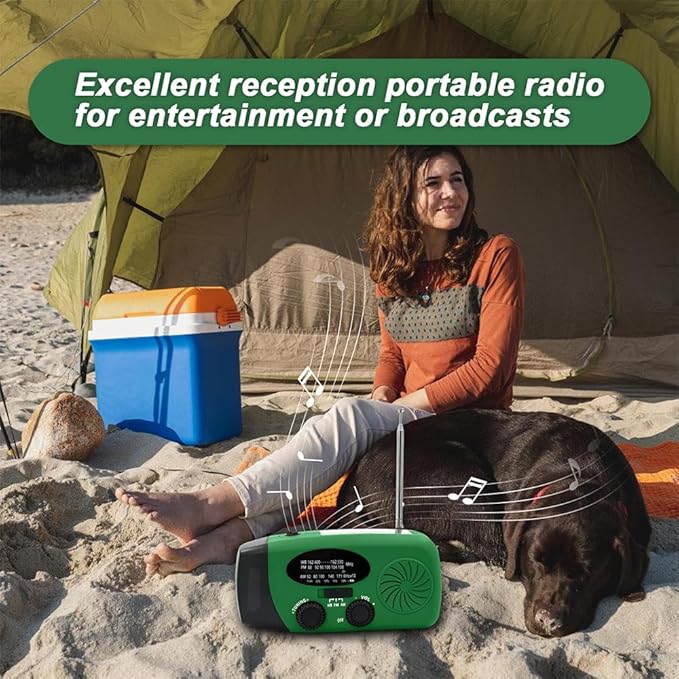 2000mAh/7400mWh Emergency Weather Radio with Flashlight, Hand Crank Radio Solar Power with AM FM NOAA, Rechargeable Battery, SOS Alarm, Headphone Jack, Compass for Survival Indoor/Outdoor Emergencies