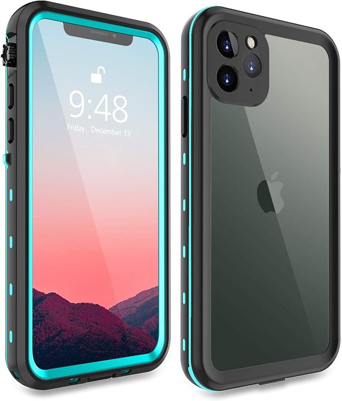 Compatible with iPhone 11 Pro Max Case, Waterproof Full Body Rugged Clear Slim Case with Built-in Screen Protector Heavy Duty Shockproof Cover Underwater Cases for Apple iPhone 11 Pro Max (Teal)