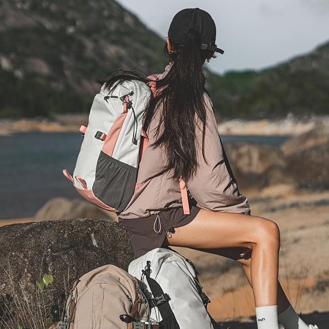 Small Hiking Backpack with Chest Strap for Women, 20L Lightweight Waterproof Travel Backpack with Padded Straps, Durable Cute Casual Hiking Daypack for Traveling Camping, Pink