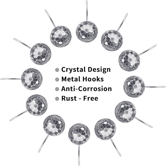MitoVilla Grey Shower Curtain Hooks Rings, Metal Shower Hooks for Shower Curtain Liner, Rust Proof Shower Rings for Curtain Accessories and Bathroom Shower Rod, 12 Pack Bathroom Set