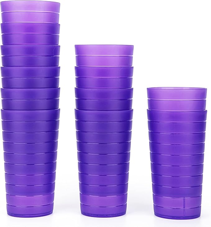 KX-WARE Mixed Drinkware 22-ounce Plastic Tumblers/Drinking Glasses/Party Cups/Iced Tea Glasses Set of 12 Purple | Unbreakable, Dishwasher Safe, BPA Free