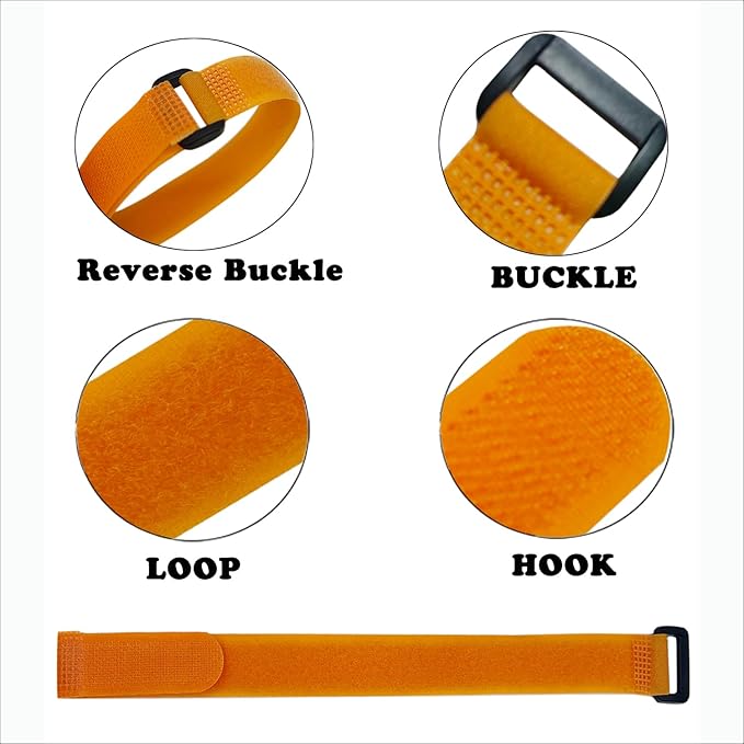 10 Pack (12 x 0.8 Inch) Reusable Fastening Cable Ties and Cable Straps Orange Color,Adjustable Multi-Purpose Hook and Loop Straps Nylon Cable Ties Organizer Fastener Management Wire Straps