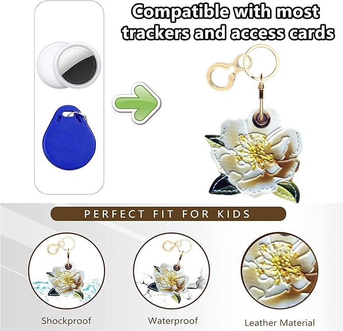 Leather Keychain Holder Case Compatible with AirTag,Cute air tag Cover with Keychain Ring,GPS Tracker Case for Keys