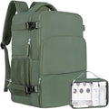 Sinaliy Personal Item Backpack, Carry on Travel Backpack with Multi-Pockets, Waterproof Casual College 16inch Laptop Backpack for Men Women, Army Green
