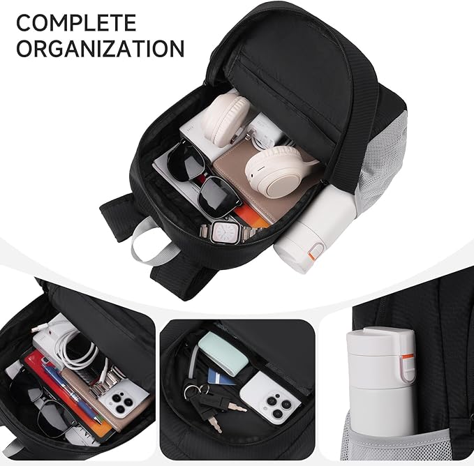 MOSISO Lightweight Packable Backpack 20L, Foldable Hiking Backpack Men Women for Travel Outdoor Sport, Water Resistance Back pack Cycling Backpacks Camping Daypack Casual, Black