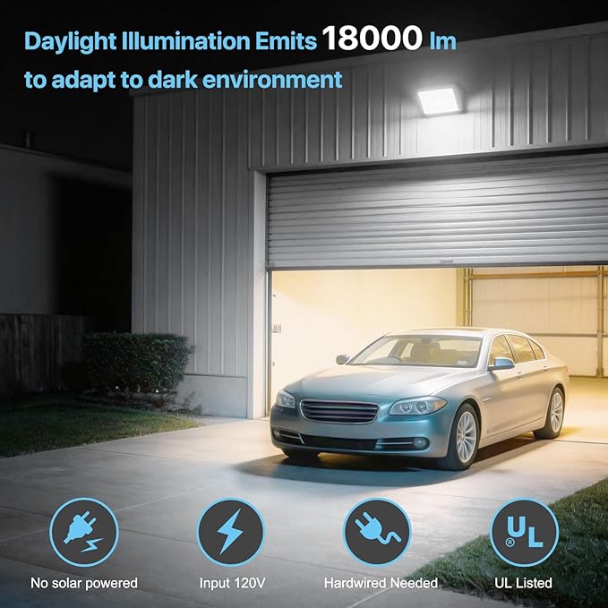 HYPERLITE LED Wall Pack 120W: 18000lm LED Security Flood with Dusk to Dawn Photocell - Industrial Outdoor Wall Lights Out Door 2Packs for House Warehouses Driveway UL Listed