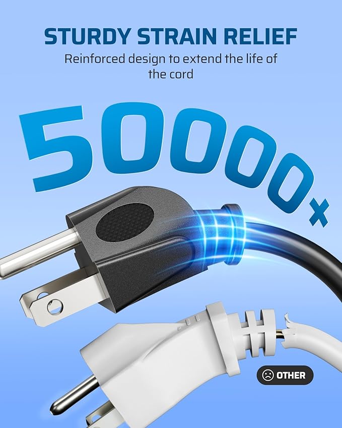 DEWENWILS 10Pack Short Extension Cord, 1 Foot Power Cord, 16 AWG SJTW Weatherproof Extension Cable for Indoor Outdoor Use, 3 Prong Grounded Outlets Plugs, NEMA 5-15P to NEMA 5-15R, Black, UL Listed