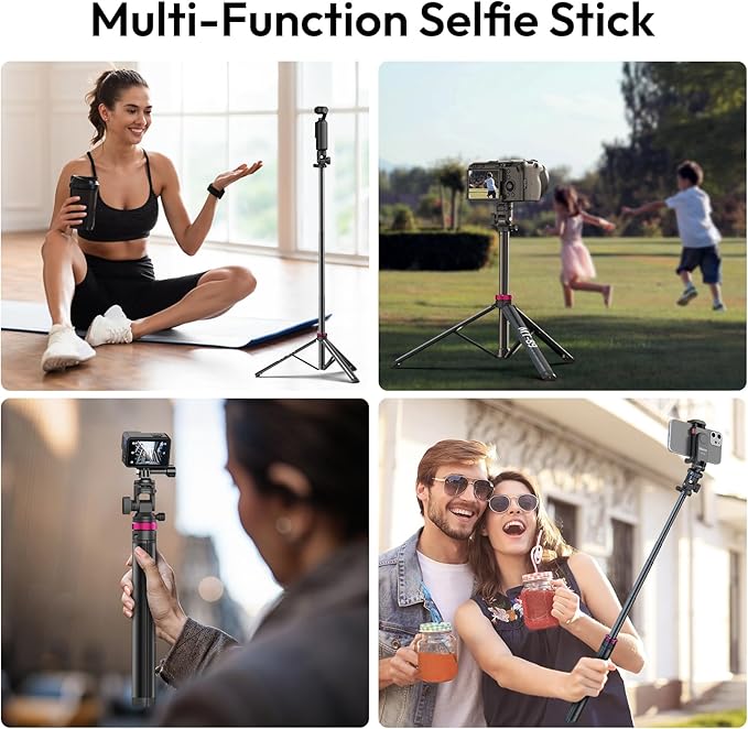 ULANZI MT-89 Extendable Tripod Aluminum, 82" Portable Adjustable Light Stand with 1/4" Screw Quick Release, Camera Phone Tripod for Camera Video Light Smartphone, Lightweight for Travel,Up Load 2.2LBS