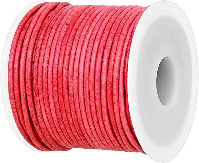 GENIQUE Real/Genuine Round Leather String Cord for Necklace, Bracelets, Jewelry, Kumihimo Braiding, DIY Projects (20 Metres) (1.5mm, Cyclaman Distressed)