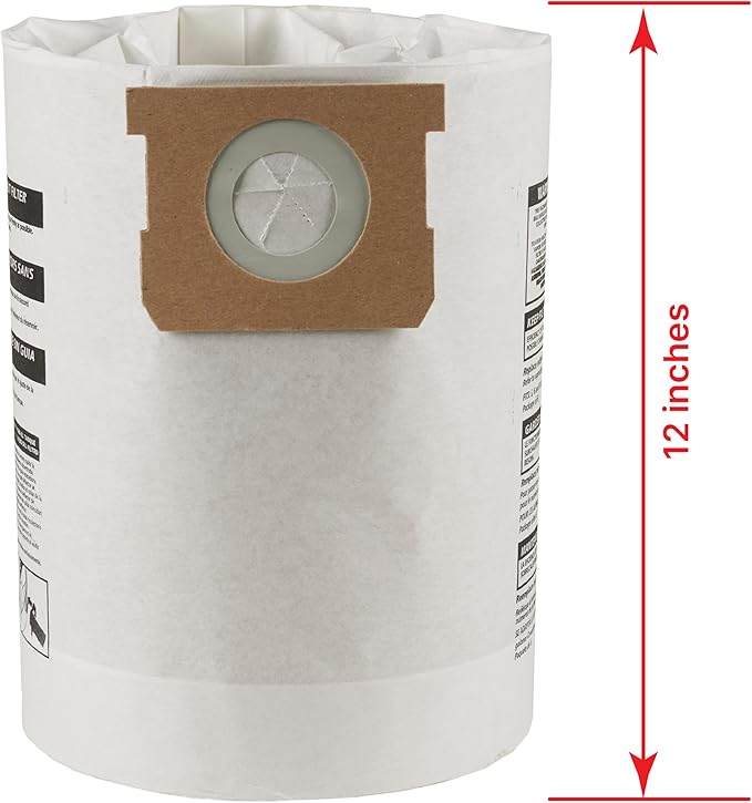 Shop-Vac 9066233 Disposable Filter Bags, Fits 10-14 Gallon Vacs, For Dry Pick-Up Only, Non-Hazardous Materials, 3 count (Pack of 5)