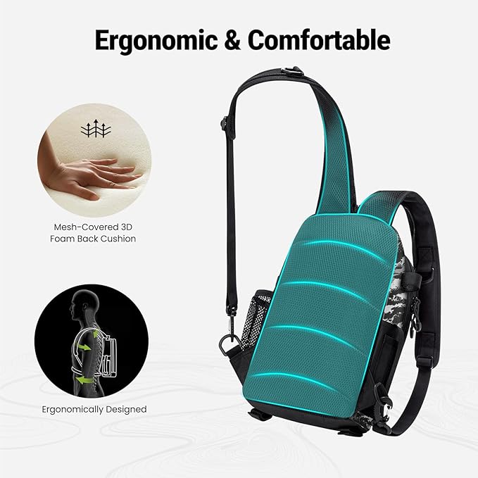 Piscifun Fishing Backpack with Rod Holder, Lightweight Sling Bag Storge Gear and Equipment