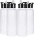 VEGOND 40 oz Insulated Water Bottle Bulk Stainless Steel Metal Water Bottles with Leak Proof Straw Lid & Spout Lid, Wide Mouth Double Walled Vacuum Travel Sports Bottle, 4 Pack