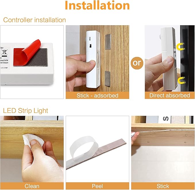 WOBANE LED Closet Light Motion Activated, Battery Powered LED Strip, Stick-on Anywhere Homelife Motion Sensor LED Lighting, Rechargeable Night Light for Closet Hallway Stairway 6.56ft, 6000K White
