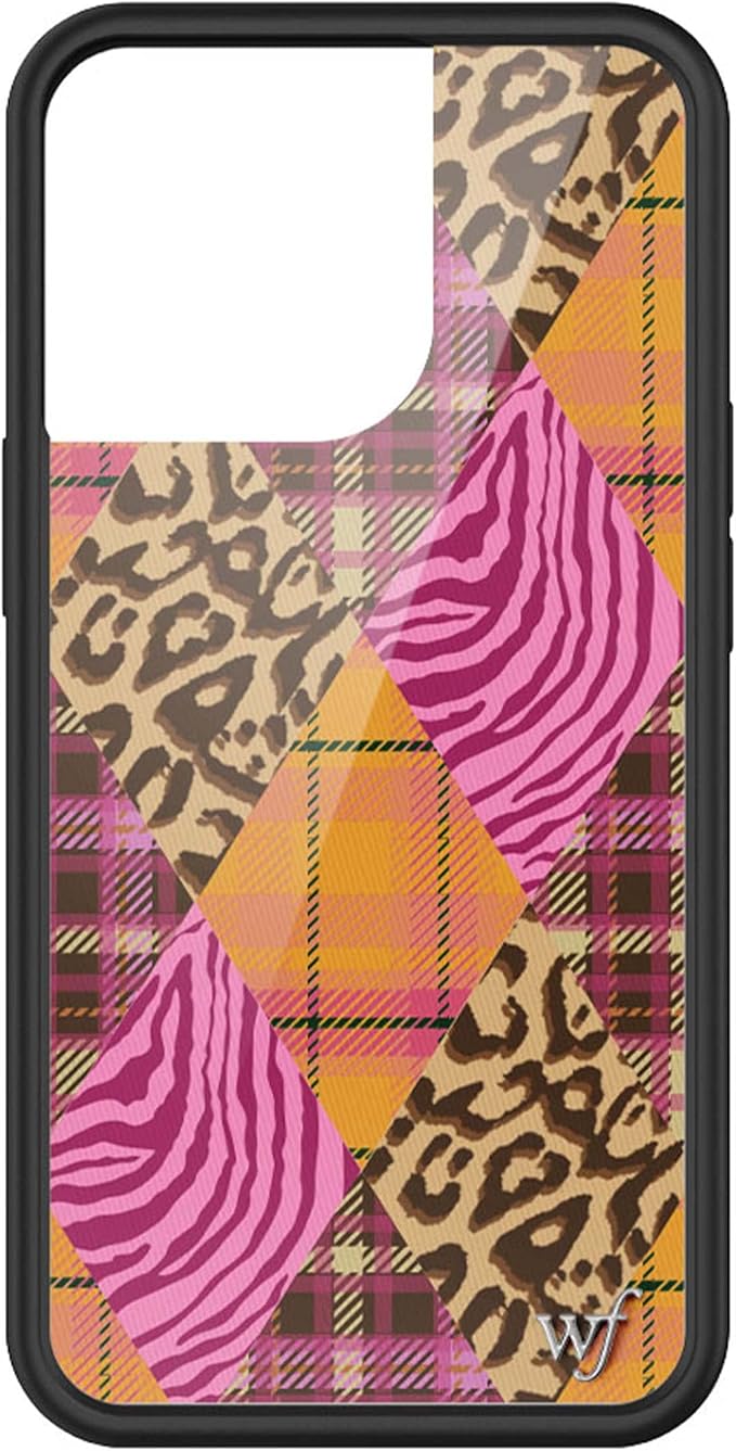 Wildflower Cases - Compatible with iPhone 13 Pro | Protective Black Bumper, 6.5ft Drop Test Certified, Women Owned Small Business | Leopard, Pink, Orange, Plaid, Trendy, Cute | Pretty Prep