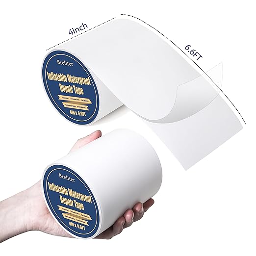 Breliter Inflatable Waterproof Repair Tape - Waterproof TPU Patch Repair Kit, Sealing Repair Tape for Air Mattress, Bounce House, Inflatable Toys, Swimming Ring - 4in x 6.6ft
