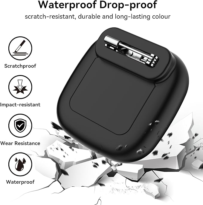 4-Pack Waterproof Silicone Case with Pin for Tile Mate 2024/2022 – Hidden GPS Tracker Holder for Kids, Teens, Elderly, Pets, Bags, Luggage – Anti-Lost & Anti-Scratch Cover – Black/Blue/White/Pink
