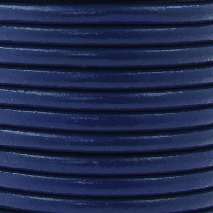 Mandala Crafts Round Genuine Navy Blue Leather Cord for Jewelry Making – 4mm Cowhide Leather Rope String Lace for Kumihimo – 11 Yards Cowhide Craft Cording Spool