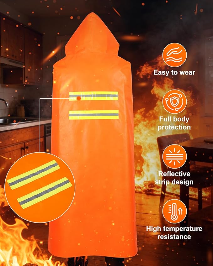 Emergency Fireproof Cloak for Home Essentials - Mondoshop Safe Fire Escape Cloak for Adults - Fire Retardant Suits Wrap Body for People