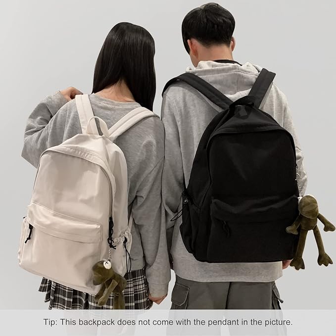 Beige School Backpack for Girls Water Resistant High School Book Bag Simple Backpack for Teens Boys Girls, Lightweight Middle School Back Pack Daypack