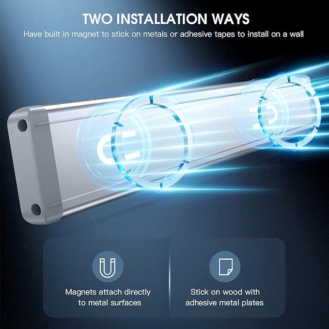 MCGOR 10inch Under Cabinet Lighting, 2 Pack Rechargeable Motion Sensor Light Indoor, 5 Levels Dimmable Magnetic Closet Lights, Wireless Under Counter Lights for Kitchen, Stairs