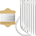 VONEEDL Upholstery Repair Kit: Waxed Sewing Thread (White Color) & Heavy Duty Needles (11 PCS) for Leather, Canvas & Quilting Thread