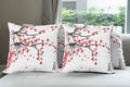 Ambesonne Nature Throw Pillow Cushion Case Pack of 4, Sakura Blossom Japanese Cherry Tree Garden Summertime Vintage Cultural Print, Modern Accent Double-Sided Digital Printing, 24", Grey Vermilion