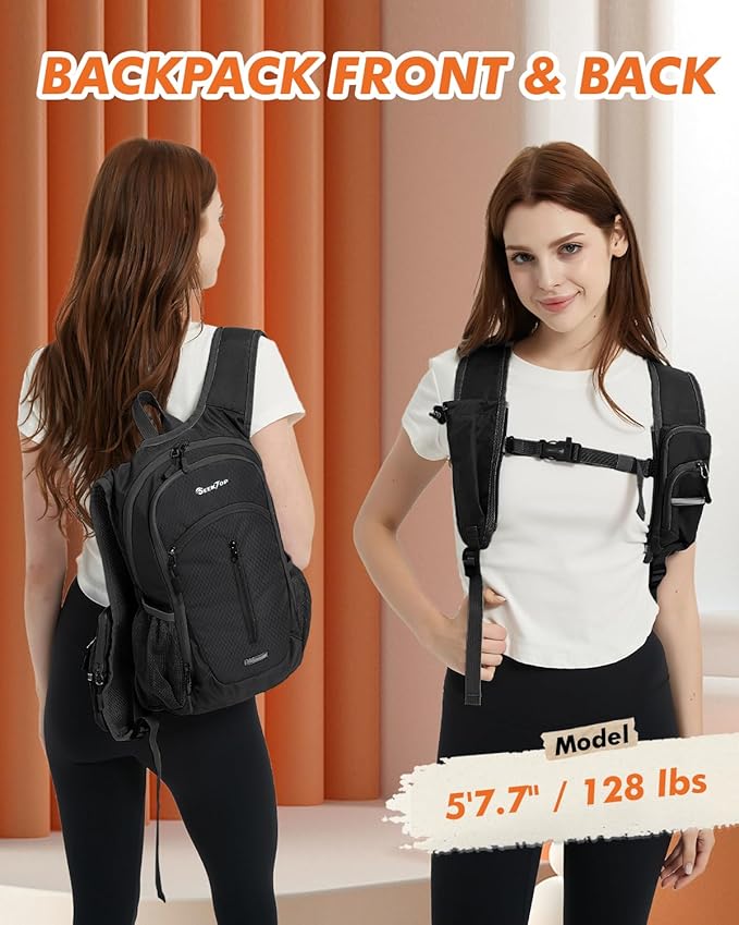 Seektop Small Hiking Backpack Expandable 12L-15L, Lightweight Packable Waterproof Daypack with Phone Pocket for Women Men